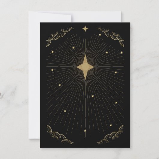 Celestial Moon & Stars Faux Gold Wedding Kaart (Achterkant)