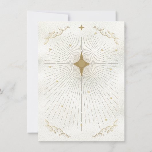 Celestial Moon & Stars Faux Gold Wedding Kaart (Achterkant)