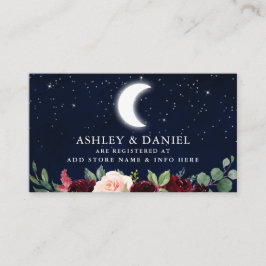 Celestial Moon Stars Floral Wedding Registry Kaart