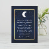 Celestial Moon Stars Foto Gold Lijst Wedding Kaart (Staand voorkant)