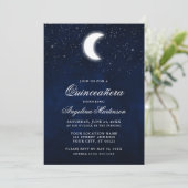 Celestial Moon Stars Foto Quinceanera Uitnodiging (Staand voorkant)