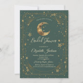 Celestial Moon Stars Frame Green Bridal Shower Kaart (Voorkant)