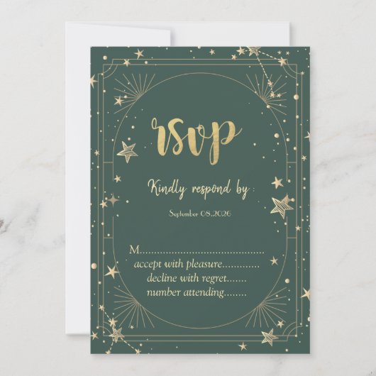 Celestial Moon Stars Frame Wedding RSVP   Kaart (Voorkant)
