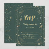 Celestial Moon Stars Frame Wedding RSVP   Kaart (Voorkant / Achterkant)
