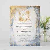 Celestial Moon,Stars Galaxy Wedding  Kaart (Staand voorkant)