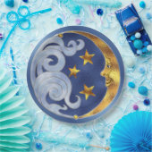 Celestial Moon Stars Glas in lood Papieren Borden Bordje (Feest)