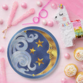 Celestial Moon Stars Glas in lood Papieren Borden Papieren Bordje (Feest)