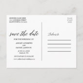 Celestial Moon Stars Kalligrafie Save the Date Briefkaart (Achterkant)