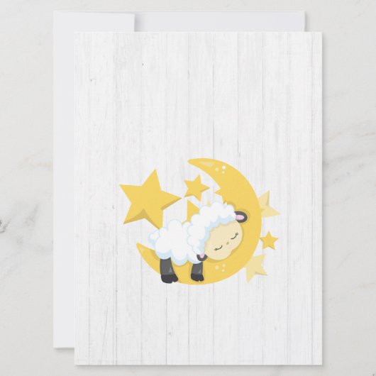 Celestial Moon Stars & Lamb Baby shower Invitation Kaart (Achterkant)