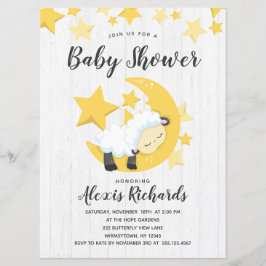 Celestial Moon Stars & Lamb Baby shower Invitation Kaart