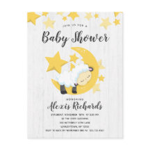 Celestial Moon Stars & Lamb Baby shower Invitation