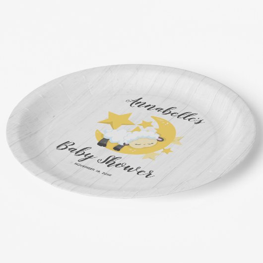 Celestial Moon Stars & Lamb Baby shower Papieren Bordje (Gekanteld)