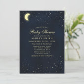 Celestial Moon Stars Midnight Blue Baby shower Kaart (Staand voorkant)