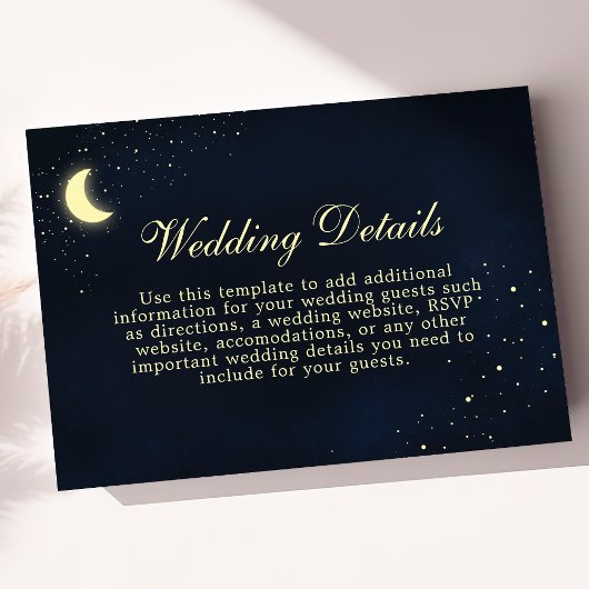 Celestial Moon Stars Midnight Blue Details Kaart