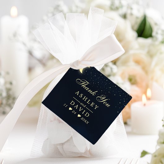 Celestial Moon Stars Midnight Blue Hartelijk dank  Bedankjes Labels