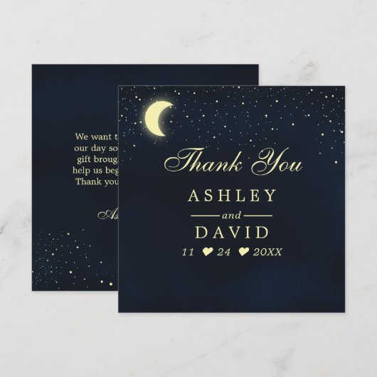 Celestial Moon Stars Midnight Blue Hartelijk dank Bedankkaart (Voorkant / Achterkant)