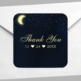 Celestial Moon Stars Midnight Blue Hartelijk dank Vierkante Sticker