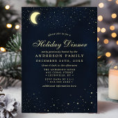 Celestial Moon Stars Midnight Blue Holiday Dinner Kaart