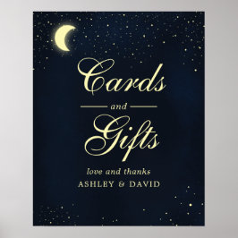 Celestial Moon Stars Midnight Blue Kaarten & Gifts Poster