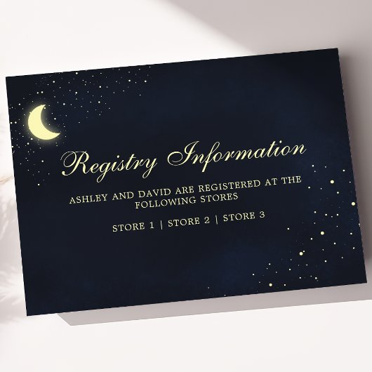 Celestial Moon Stars Midnight Blue Registry Kaart