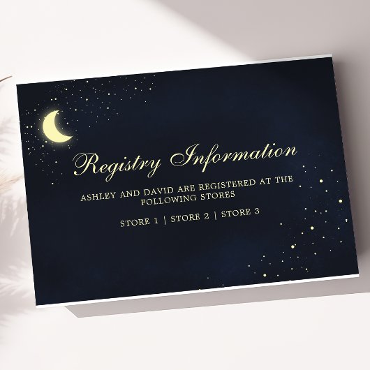 Celestial Moon Stars Midnight Blue Registry Kaart