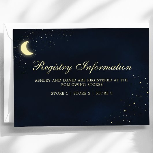 Celestial Moon Stars Midnight Blue Registry Kaart