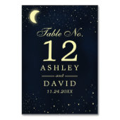 Celestial moon Stars Midnight Blue Table Number Kaart (Voorkant)