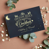 Celestial Moon Stars Midnight Blue Wedding Gastenboek