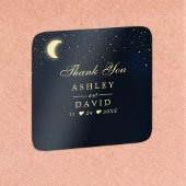 Celestial Moon Stars Midnight Weddenschap Bedankt Vierkante Sticker