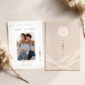 Celestial Moon Stars Monogram Sla de datum foto op Kaart