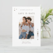 Celestial Moon Stars Monogram Sla de datum foto op Kaart (Staand voorkant)