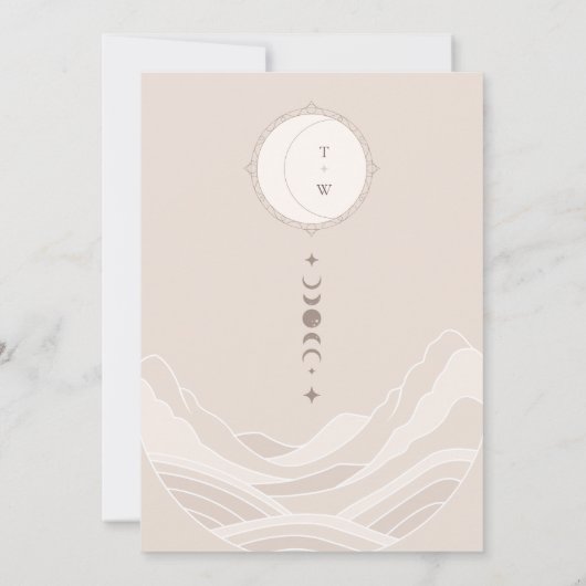 Celestial Moon Stars Monogram Sla de datum foto op Kaart (Achterkant)