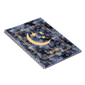 Celestial Moon Stars Navy Notitieboek (Rechterzijde)