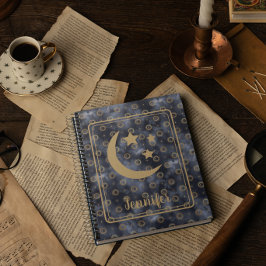 Celestial Moon Stars Navy Notitieboek
