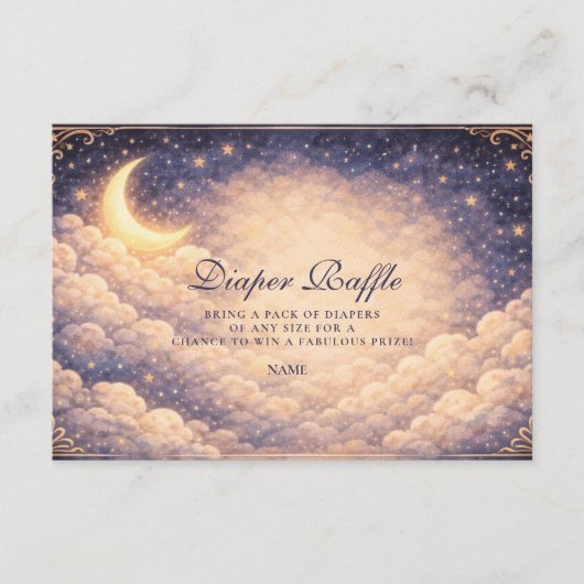 Celestial Moon Stars Neutral Diapper Raffle  Informatiekaartje (Voorkant)