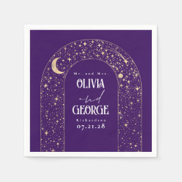 Celestial Moon Stars Paarse bruiloft Servet
