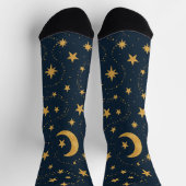 Celestial Moon & Stars Pattern – Midnight Sokken (Top)