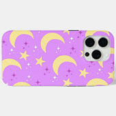 Celestial Moon Stars Pattern Paarse Achtergrond Case-Mate iPhone Case (Achterkant (horizontaal))