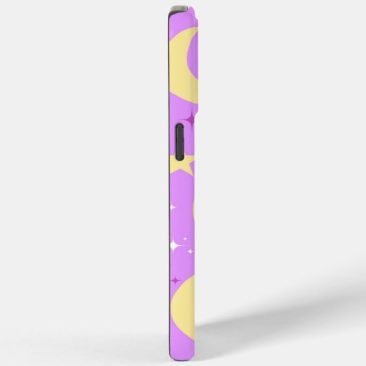 Celestial Moon Stars Pattern Paarse Achtergrond Case-Mate iPhone Case (Achterkant / Rechts)