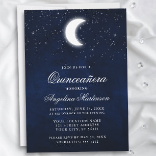 Celestial Moon Stars Quinceanera Uitnodiging