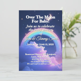 Celestial Moon & Stars Rainbow Baby shower Kaart