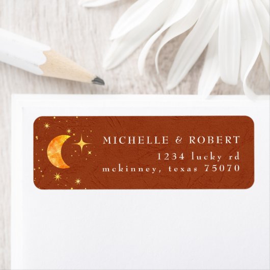  Celestial Moon Stars Retouradreslabel Etiket (Insitu)