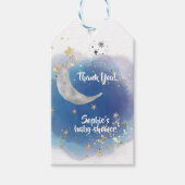 Celestial Moon Stars, Royal Blue And Gold Abstract Cadeaulabel (Voorkant)