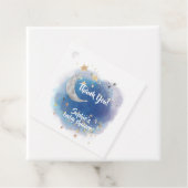 Celestial Moon Stars, Royal Blue en Gold Abstract Bedankjes Labels (In situ)