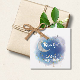 Celestial Moon Stars, Royal Blue en Gold Abstract Bedankjes Labels
