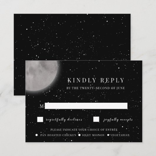 Celestial Moon & Stars RSVP-kaart met keuze uit ma Kaart (Voorkant / Achterkant)