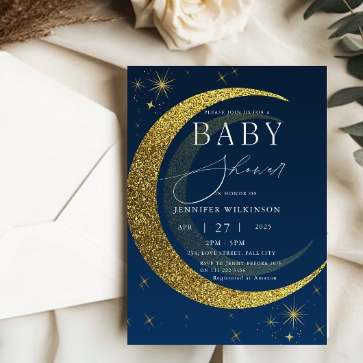 Celestial Moon Stars Sterrennacht Baby shower Kaart