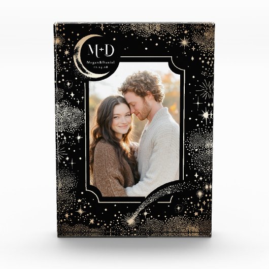 Celestial Moon Stars Sterrennacht trouwfoto Fotoblokken (Voorkant)