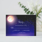 Celestial Moon Stars String Lights Wedding RSVP Kaartje (Staand voorkant)