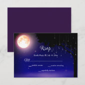 Celestial Moon Stars String Lights Wedding RSVP Kaartje (Voorkant / Achterkant)